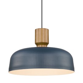 Darkaway Oversized Industrial Pendant Light Fixtures with Hammered Metal Shade, 18.1inch Blue Large Pendant Lighting for Kitchen Island Hanging Lamp Adjustable Height