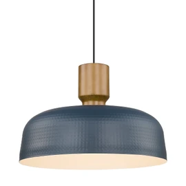 Darkaway Oversized Industrial Pendant Light Fixtures with Hammered Metal Shade, 18.1inch Blue Large Pendant Lighting for Kitchen Island Hanging Lamp Adjustable Height