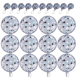 12 pieces disco pattern hand fan, Chinese Japanese style foldable fan, multi-roll round handheld fans, beautiful patterns for wedding party, home decor, personal decoration (12 pieces disco)