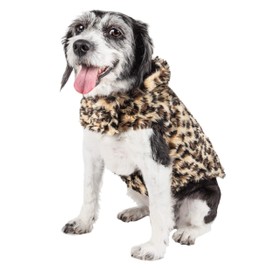 Pet Life Luxe 'Poocheetah' Ravishing Designer Spotted Cheetah Patterned Mink Fur Dog Coat Jacket
