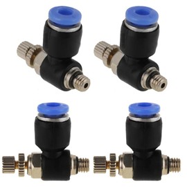 20Pcs OD 4mm Tube M5 Pneumatic Air Flowing Speed Control Valve Quick Connector Brass Plastic nylon air control valve, 90 degree 4mm tube Easy Installation, Outils multifonctions