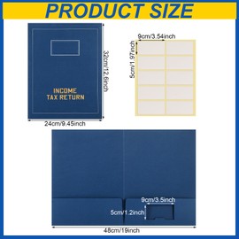 Kisston 50 Pcs Blue Tax Return Folders Bulk 2 Pocket Folders with Gold Foil Stamped Income Tax Folders with Blank Labels for Storing Handling Tax Professionals Business File Office Organizer