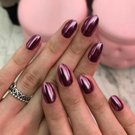 Rose Gold Chrome Press on Nails Short Oval,SXVME Gold Nail Chrome Fake Nails Almond Nails Press ons,Plating Metallic Glue on Nails Short Round,Mirror Metal Acrylic Nails False Nails for Women in 24PCS