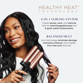Sutra 4-in-1 Hair Curling Iron Set with Tourmaline Infused Ceramic Barrels - Professional Curling Wand Tool for Women with Clipless Curlers & Triple Barrel Waver - Styling Products for All Hair Types