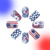 24Pcs Independence Day Flowers Press on Nails Short Square 4th