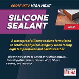 Rutland 600°F RTV High Heat Silicone Sealant Clear, USA-Made High Temperature Gasket Maker Adhesive - UV Stable, Oil Resistant & Non-Corrosive