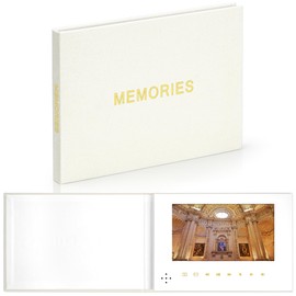 EclatView books (MEMORIES-Beige) Video Book - Luxury Linen Bound Album with 7” Display, 4GB Memory, Rechargeable Battery. Cherish Every Moment - JTRF