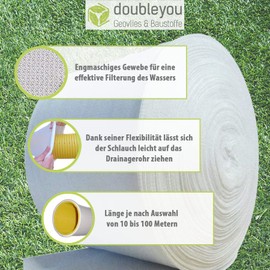 Doubleyou Geovlies & Baustoffe DN50 & DN65 Drainage Fleece Filter Hose 50 m