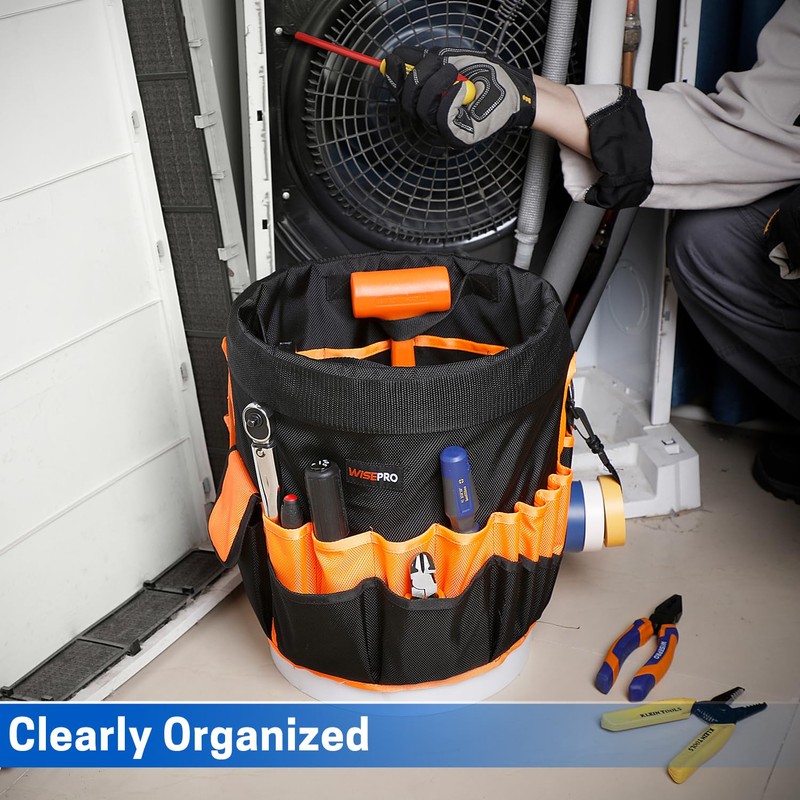 WISEPRO Bucket Tool Organizer, Bucket Organizer with 30 Pocket, Tool