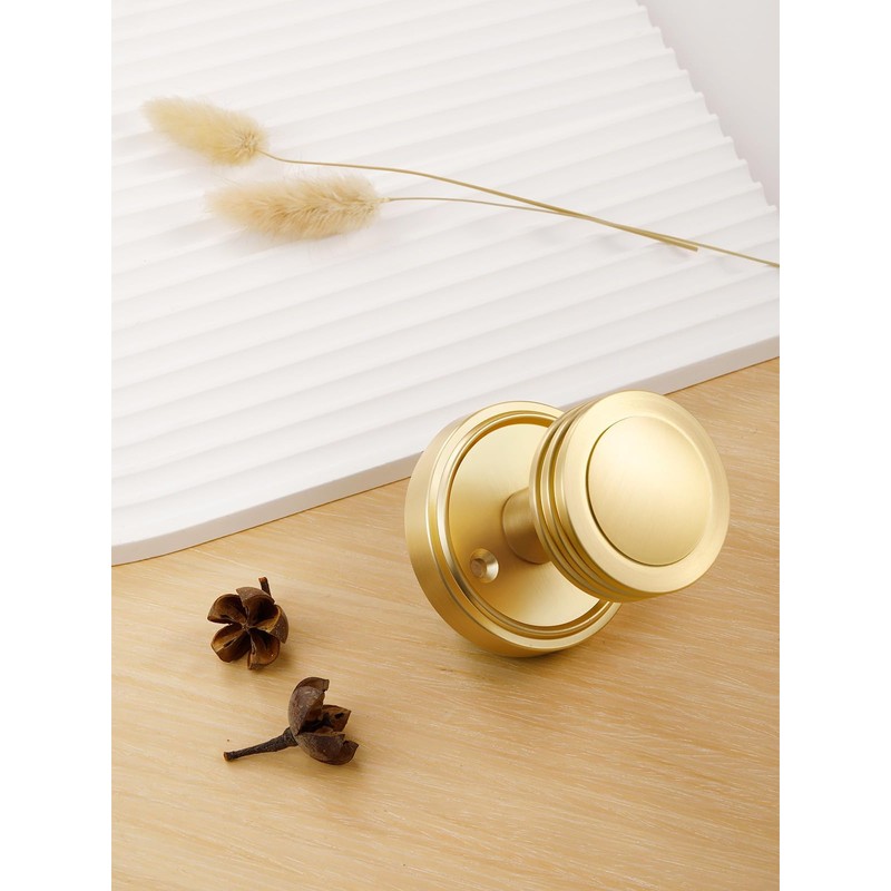 SORWDUERM 2 Pack Gold Door Knob Passage Door Knobs Brushed