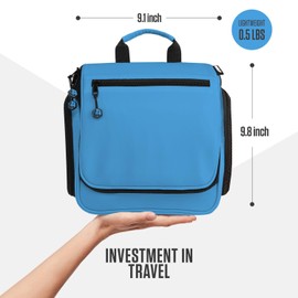 VENTURE 4TH Premium Hanging Travel Toiletry Bag for Women and Men - Mens Travel Bag Toiletry with Expandable Compartments and Detachable TSA Friendly Clear Pouch (Light Blue)