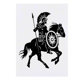 'Roman Soldier on Horseback' Temporary Tattoo - Water Resistant, Skin-Safe, Non-Toxic Transfer (TO00076451)