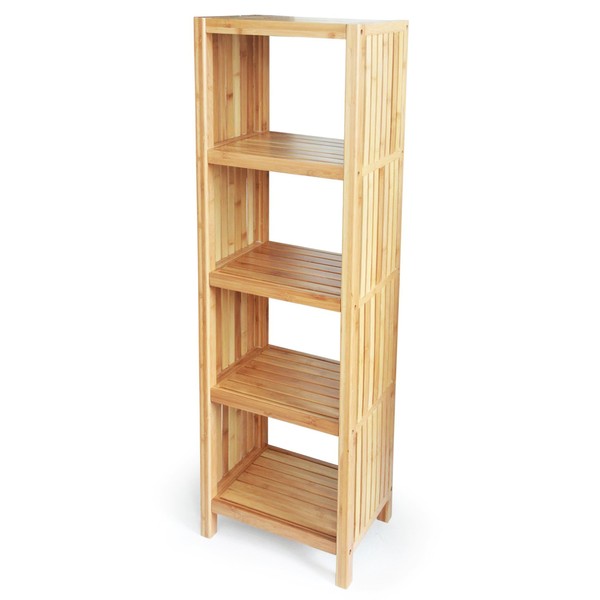 ToiletTree Products Deluxe Bamboo Freestanding Bathroom Organizing Shelf, 5-Tier Shelf