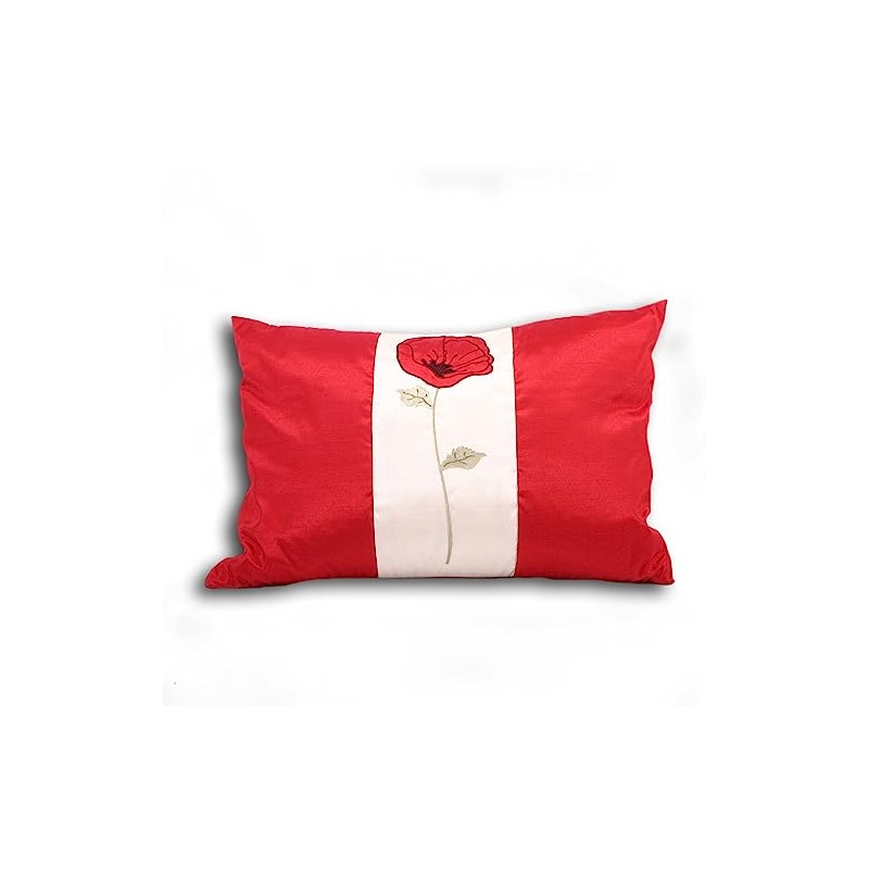 Paoletti Kissenbezug Mohn, rot/cremefarben, 30 x 50 cm.