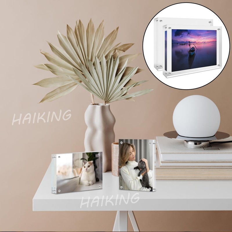 HAIKING Acrylic Photo Frame, 2 PCS Double Sided Clear Magnetic