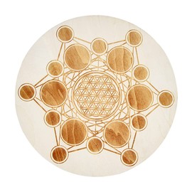 Wood Crystal Grid Altar Chakra Crystal Healing Sacred Geometry Metatron's Cube Witchcraft (E)