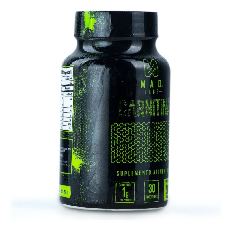 Carnitina Quemador de Grasa Mad Labz 60 Cápsulas 500mg Sin