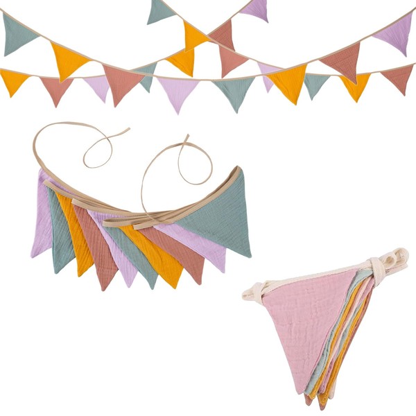 May Huang Bunting Children's Room, Muslin Cotton Fabric Bunting, Baby