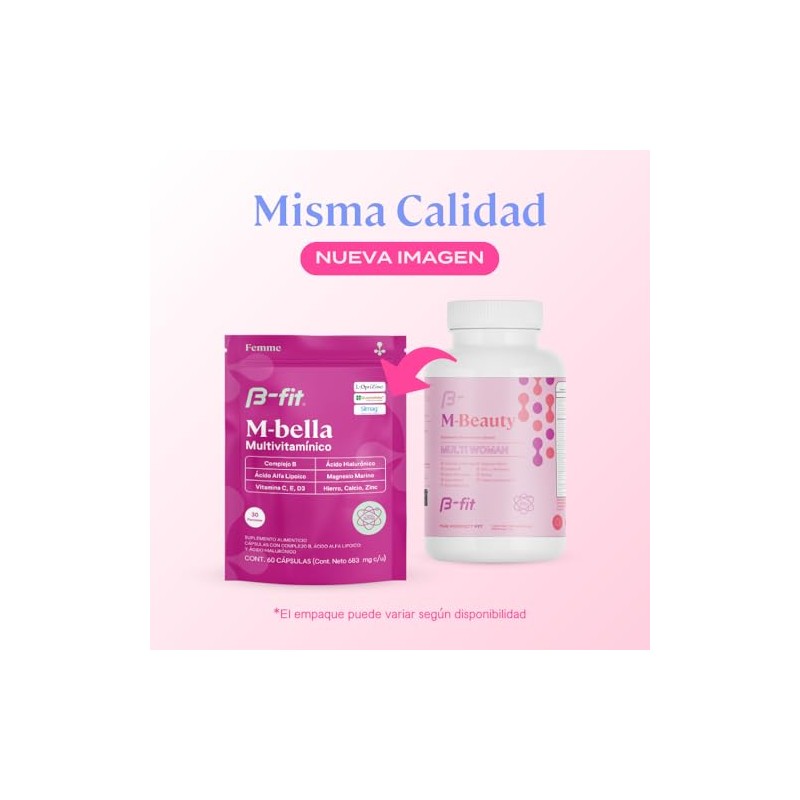 B-FIT Vitaminas para Mujer M-Bella 60 Cápsulas 683mg Multivitamínico