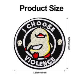 I Choose Violence Patch, 3 Inch Morale Patch Funny Embroidery Meme Duck Patch with Hook Fastener Backing Applique Patches for Backpacks, Jackets, Hats, Dog Harnesses, Vests