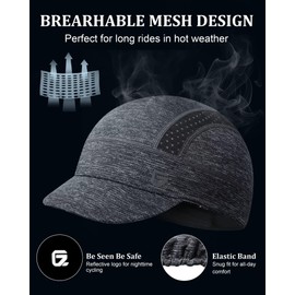 GADIEMKENSD Cooling Wheel Trim, Skull Cover with Flip Brim, Under Helmet for Men and Women, Suitable for Running and Sun Protection, darkgray, 54-60