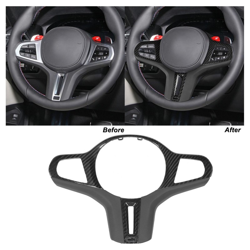 Car Steering Wheel Frame Cover Trim Sticker Decoration Carbon Fiber