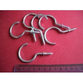 6 Large Chrome Cup Hooks Shouldered Screw 50mm 2" Inch