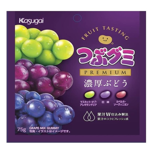 Kasugai Seika Tsuzu Gummy Premium Rich Grapes, 2.6 oz (75 g) x 10 Bags