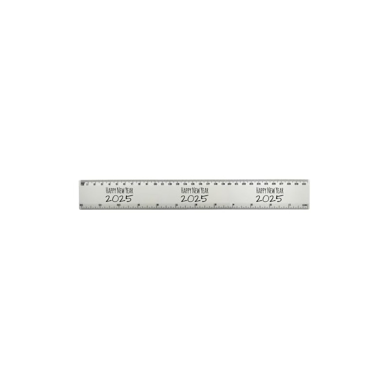 'Happy New Year 2025' 30cm (12 Inch) White Plastic Ruler