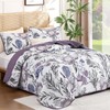 Dintszyayue King Size Quilts Purple, 3 Pieces Boho Floral Bedspread
