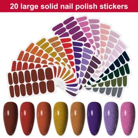 YECIRALA 20 Sheets 280 Pieces Solid Nail Strips Self Adhesive Nail Wraps for Women Girls Nail Polish Strips Mix Color Solid Nail Stickers Decals for Nail Art Polish Stickers Set with Nail File