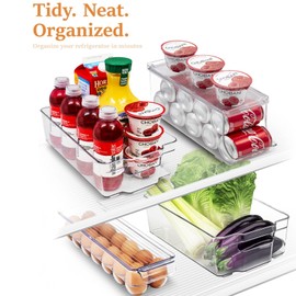 Sorbus Fridge Bins and Freezer Bins Refrigerator Organizer Stackable Food Storage Containers BPA-Free Drawer Organizers for Refrigerator Freezer and Pantry (Pack of 4)