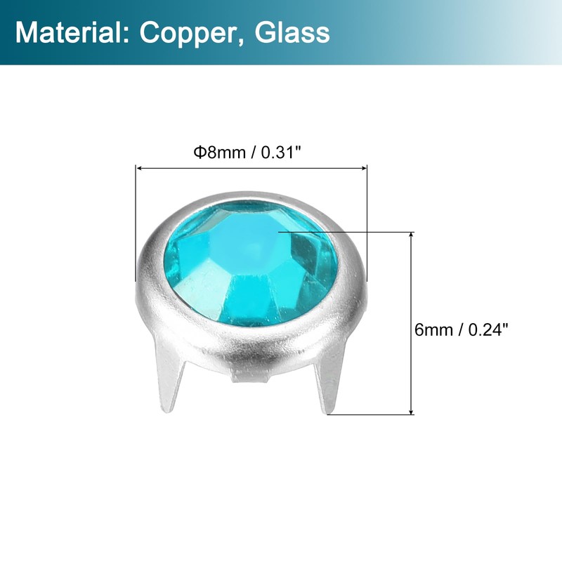 sourcing map 50Pcs Rhinestone Stud Refills, 8mm Dazzling 4 Claw