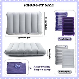 UVVRUR Inflatable Travel Pillow 2 Pack Camping Car Velour Soft Material Blue (A)