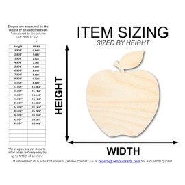 Unfinished Wood Apple Shape | DIY School Teacher Craft | Up to 36" 4" / 1/4"