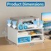 ALISENED Printer Stand for Desk, 2-Tier Wooden Desk Organizer, White