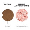 Car Coasters for Cup Red Bows Heart, Absorbent Ceramic Cork