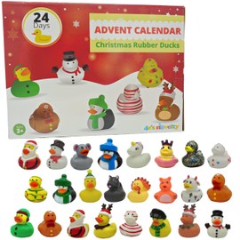 4E's Novelty Christmas Advent Calendar 2024 Kids with Christmas Rubber Ducks for Kids & Toddlers, 24 Days Christmas Countdown Calendar Toy & Gifts for Kids Boys & Girls, Jeep Ducks
