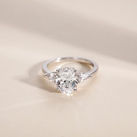 EAMTI 3CT 925 Sterling Silver Engagement Rings 3-Stone Oval Cut Cubic Zirconia CZ Wedding Promise Rings for Her Wedding Bands for Women Size 6