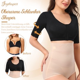 Joyshaper Women's Arm Shaper Posture Correction Top Front Closure Bra Figure Shapewear Undershirt with Post Surgical Compression Upper Arms, #1 Black