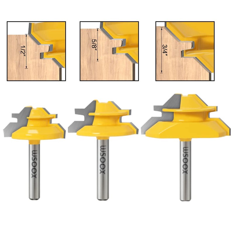 WSOOX 1/4 Inch Shank 45 Degree Lock Miter Router Bit