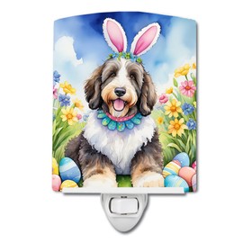 Caroline's Treasures Bernedoodle Easter Egg Hunt Ceramic Night Light Compact, UL-Certified, Ideal for Bedroom, Bathroom, Nursery, Hallway, Kitchen, 6x4x3, Multicolor