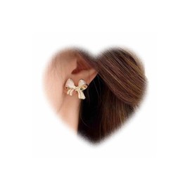 Crymystal Vintage Bow Earrings for Women White Enamel Bow Knot Earrings Gold Bow Stud Earrings Minimal Bow Tie Earrings for Girls Gifts
