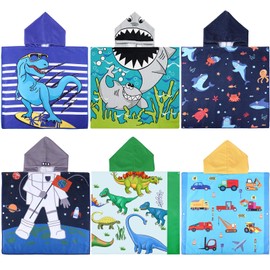 Oudain 6 Pcs Kids Hooded Towel Kids Bath Towels with Hood Microfiber Kids Beach Towels Baby Pool Beach Towel for Boy Girls Hooded Towel for Toddler Kids Poncho Towel (47 x 24 Inch,Fresh Style)