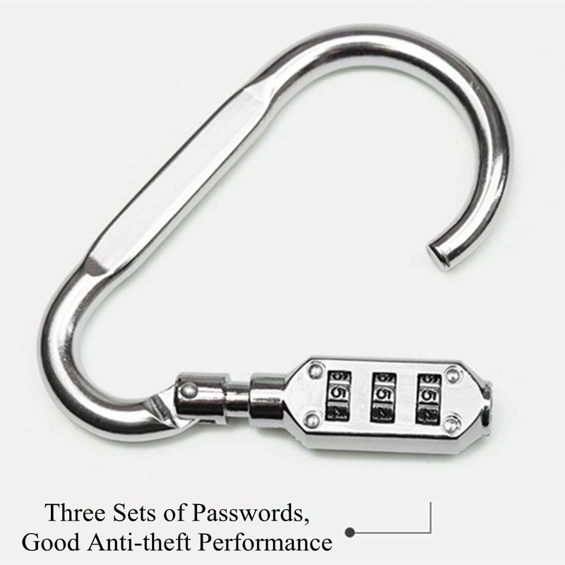 Travel Bag Luggage Security Locking Carabiner Padlock with 3 Digits