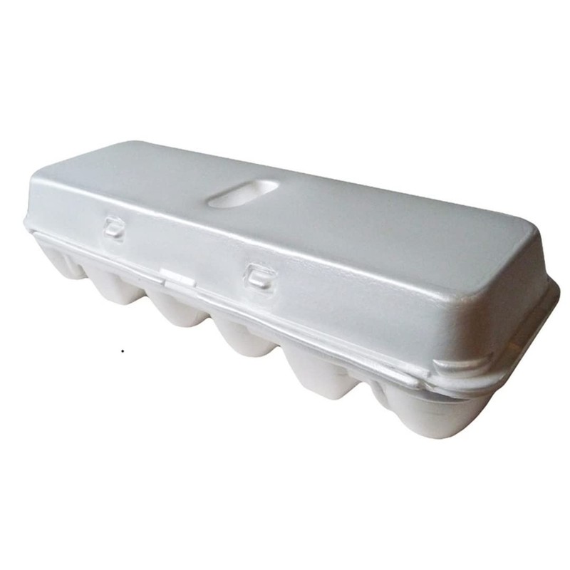 White 12-Egg Blank Styrofoam Carton - 50 Pack