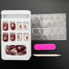 Wedding 24 Pieces Claret Short Chess Love False Nail Pearl
