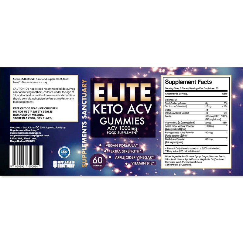 Elite Keto ACV Gummies Keto Apple Gummies (60 Gummies) with