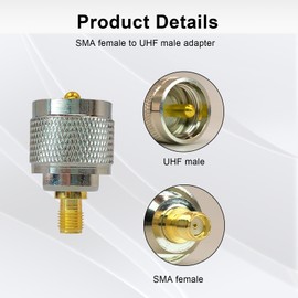SPTSSWET SMA Female to UHF Male Adapter SMA Female to UHF PL-259 Male for Ham Radio Antenna Adapter Walkie Talkie CB Radio Antenna Wi-Fi 2pcs (SMA Female to UHF Male Adapter)
