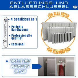 Millenium Works Heater Bleed Key | Radiator Bleed Key | Boiler Bleed Key | 4 Keys in 1 | Stainless Steel |